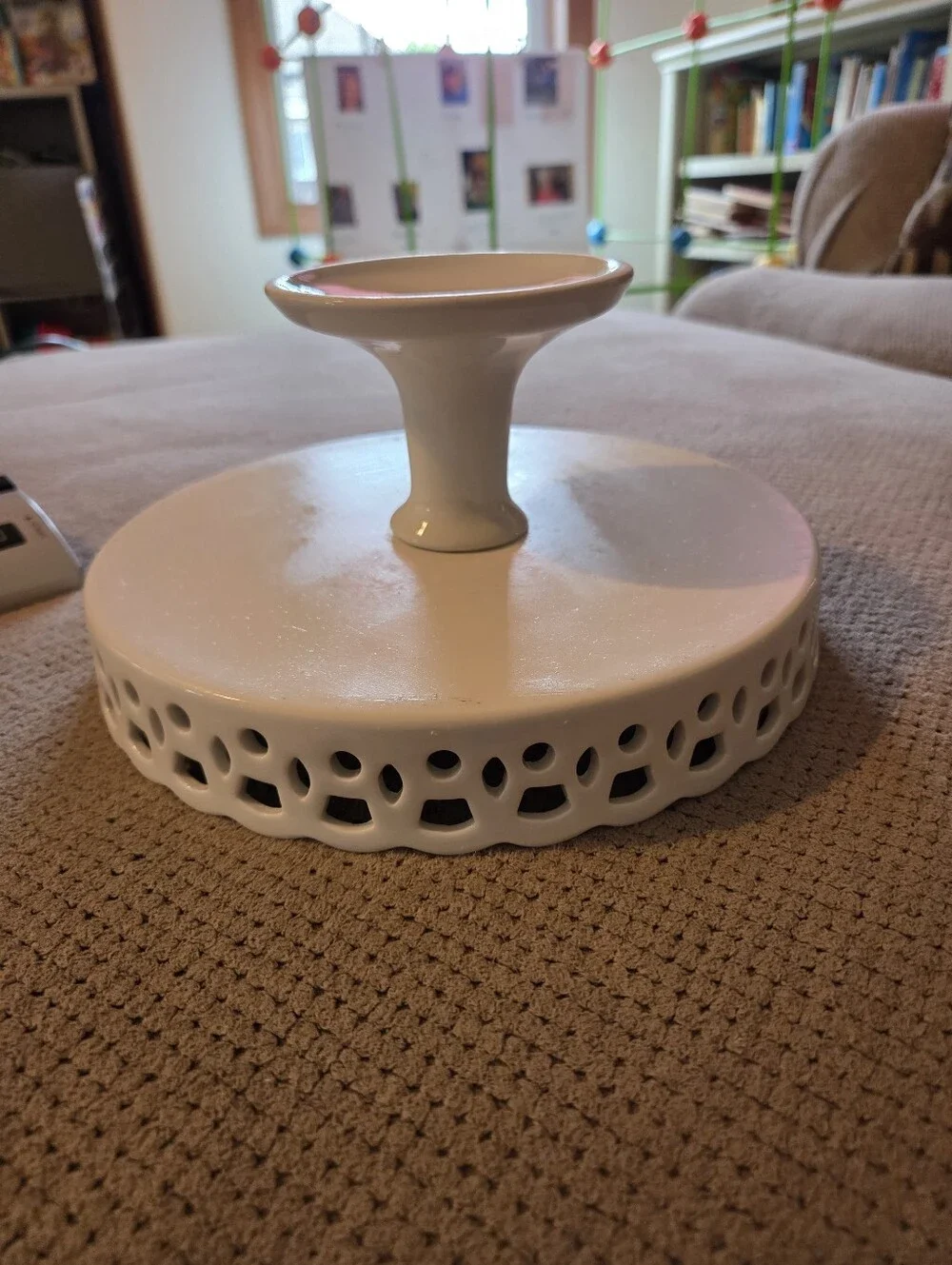 Crate & Barrel White Footed Pedestal Cake / Treat Stand With Glass Cover